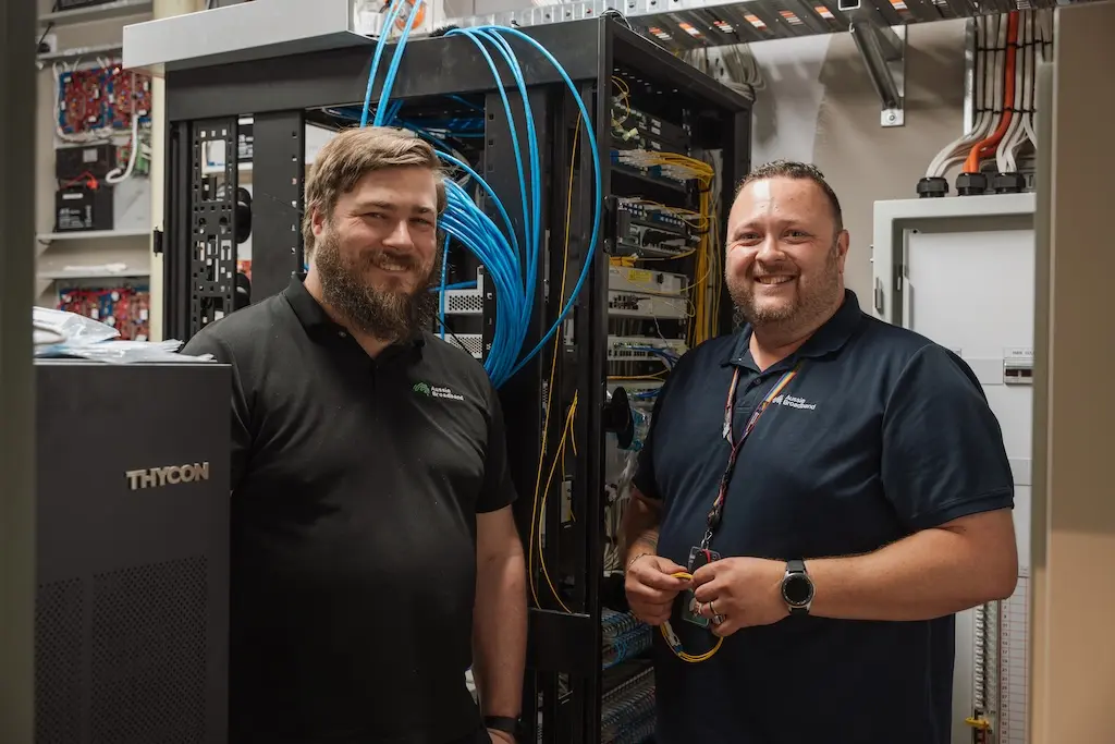 Person looking at a server rack