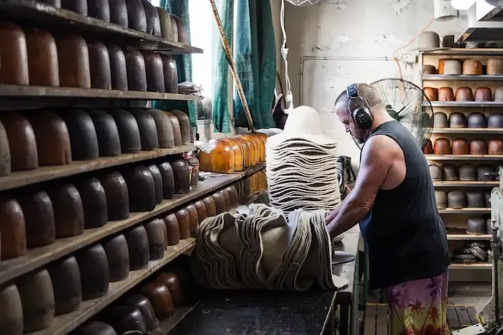 Worker making Akubra hats.