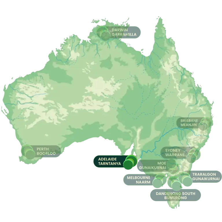 Map of office locations in Australia with Offices in SA highlighted