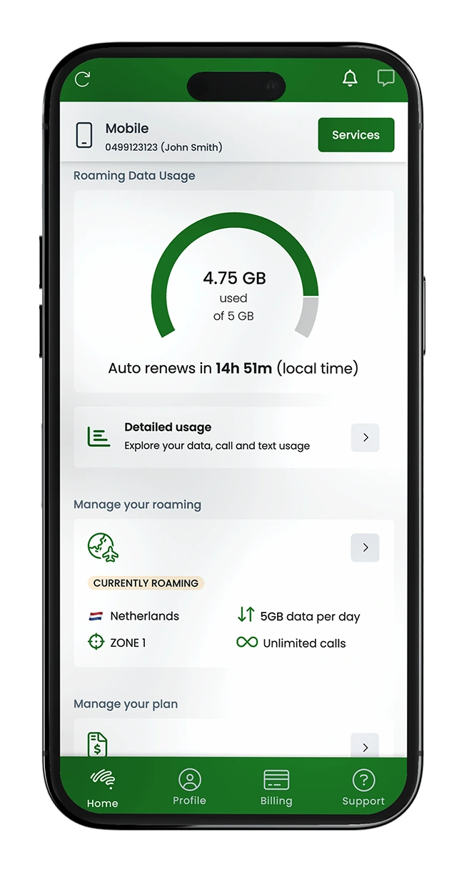Screenshot from the MyAussie app